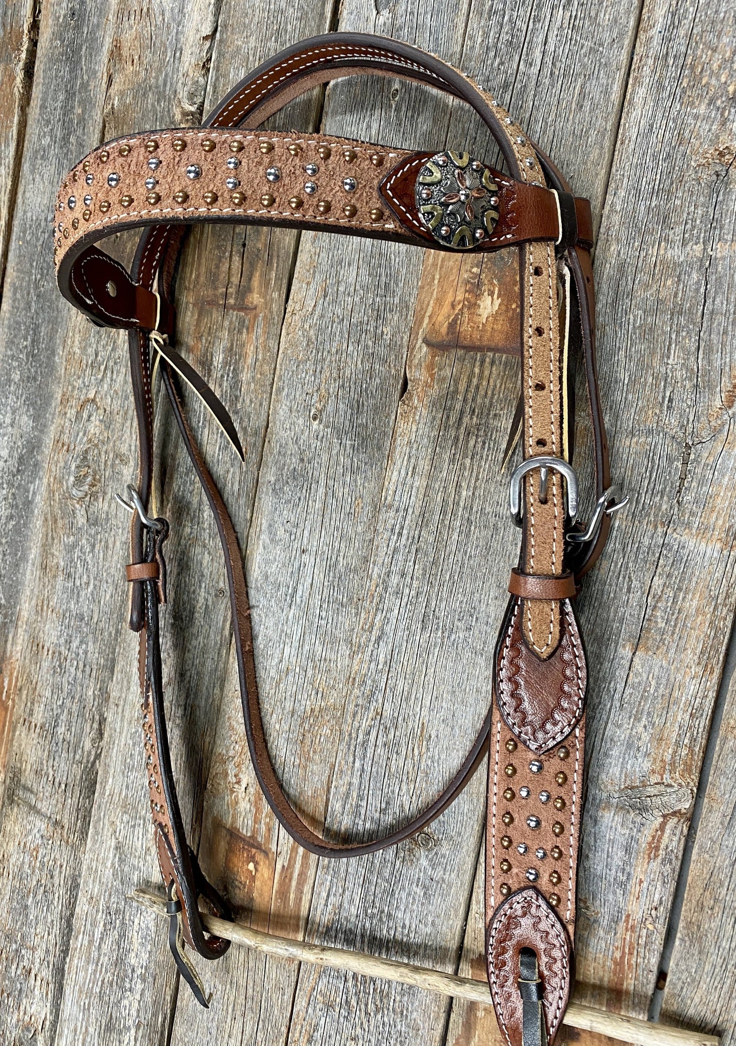 Ranchy Roughout Browband & Breastcollar Tack Set #BBBC479