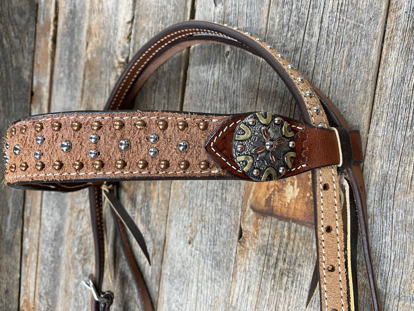 Ranchy Roughout Browband & Breastcollar Tack Set #BBBC479