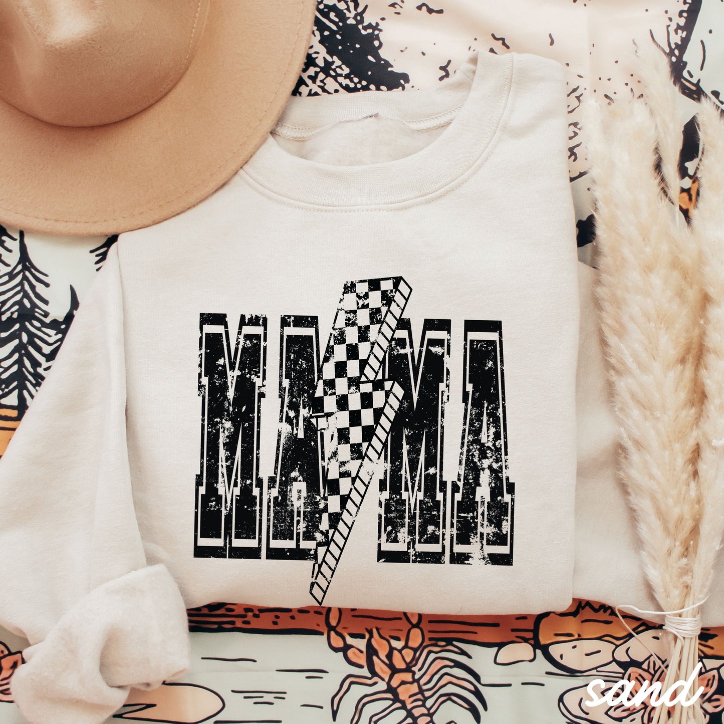 PRE-ORDER: Checkered Bolt MAMA Sweatshirt *4 Colors (S-3X)