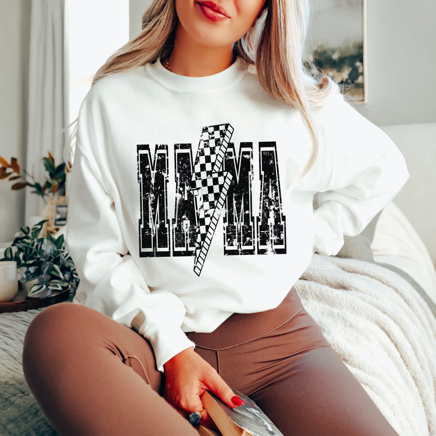 PRE-ORDER: Checkered Bolt MAMA Sweatshirt *4 Colors (S-3X)
