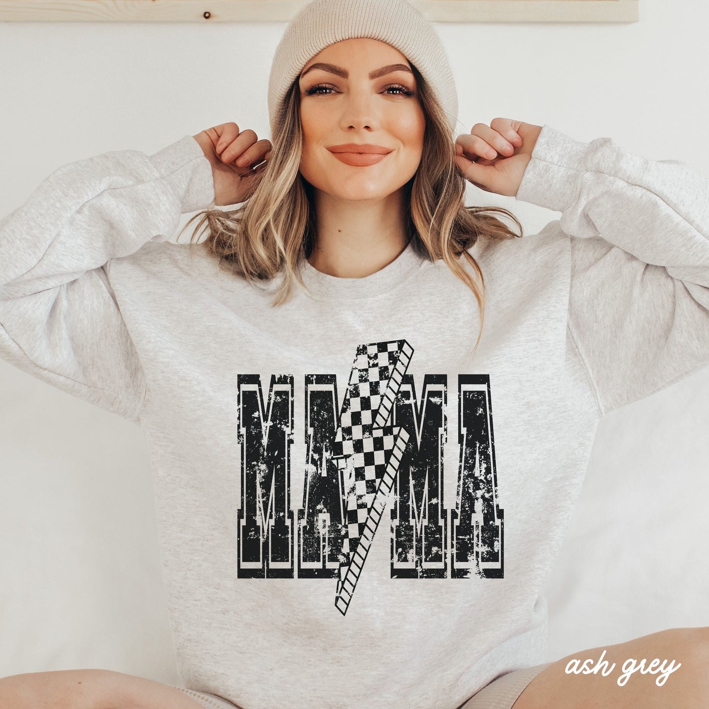 PRE-ORDER: Checkered Bolt MAMA Sweatshirt *4 Colors (S-3X)