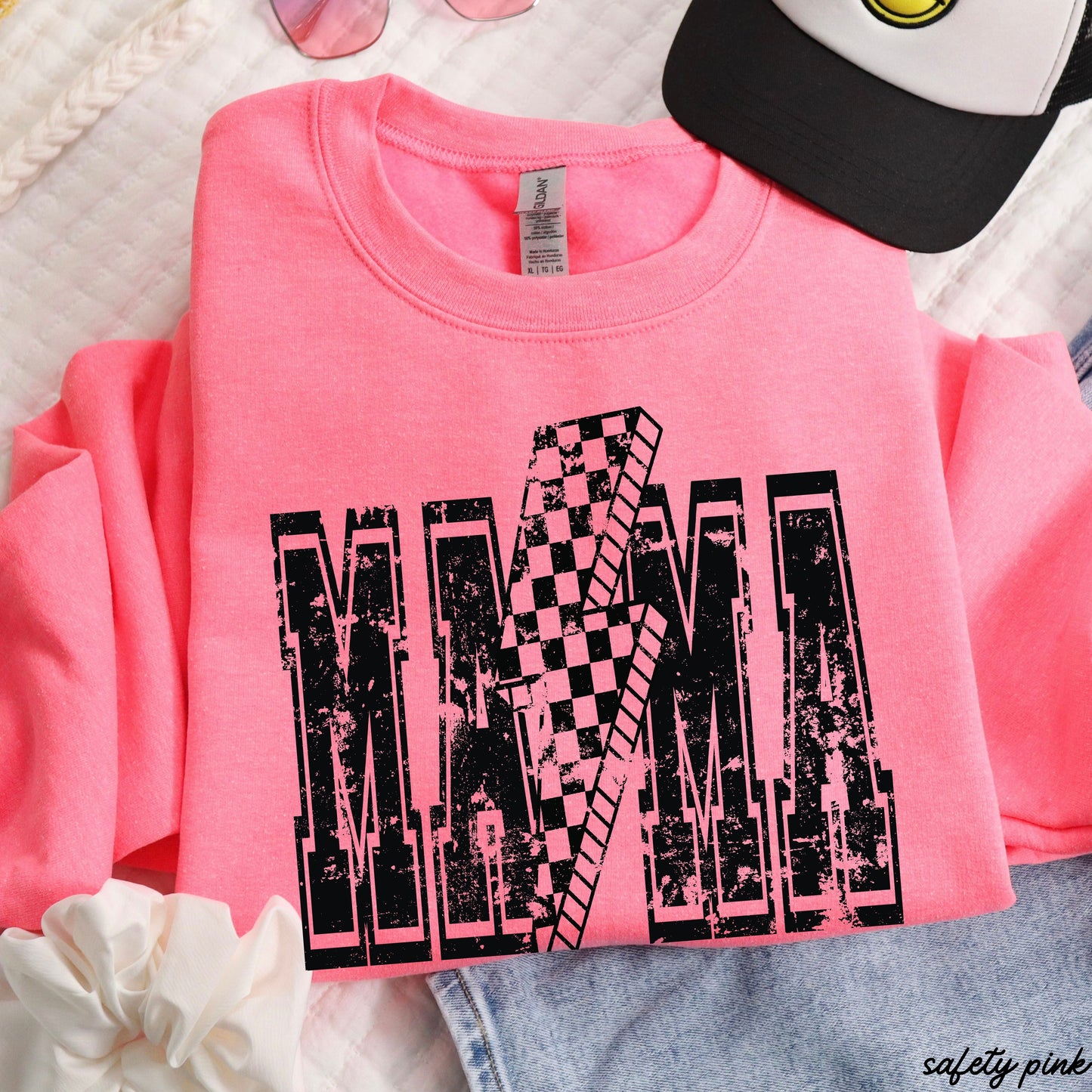 PRE-ORDER: Checkered Bolt MAMA Sweatshirt *4 Colors (S-3X)