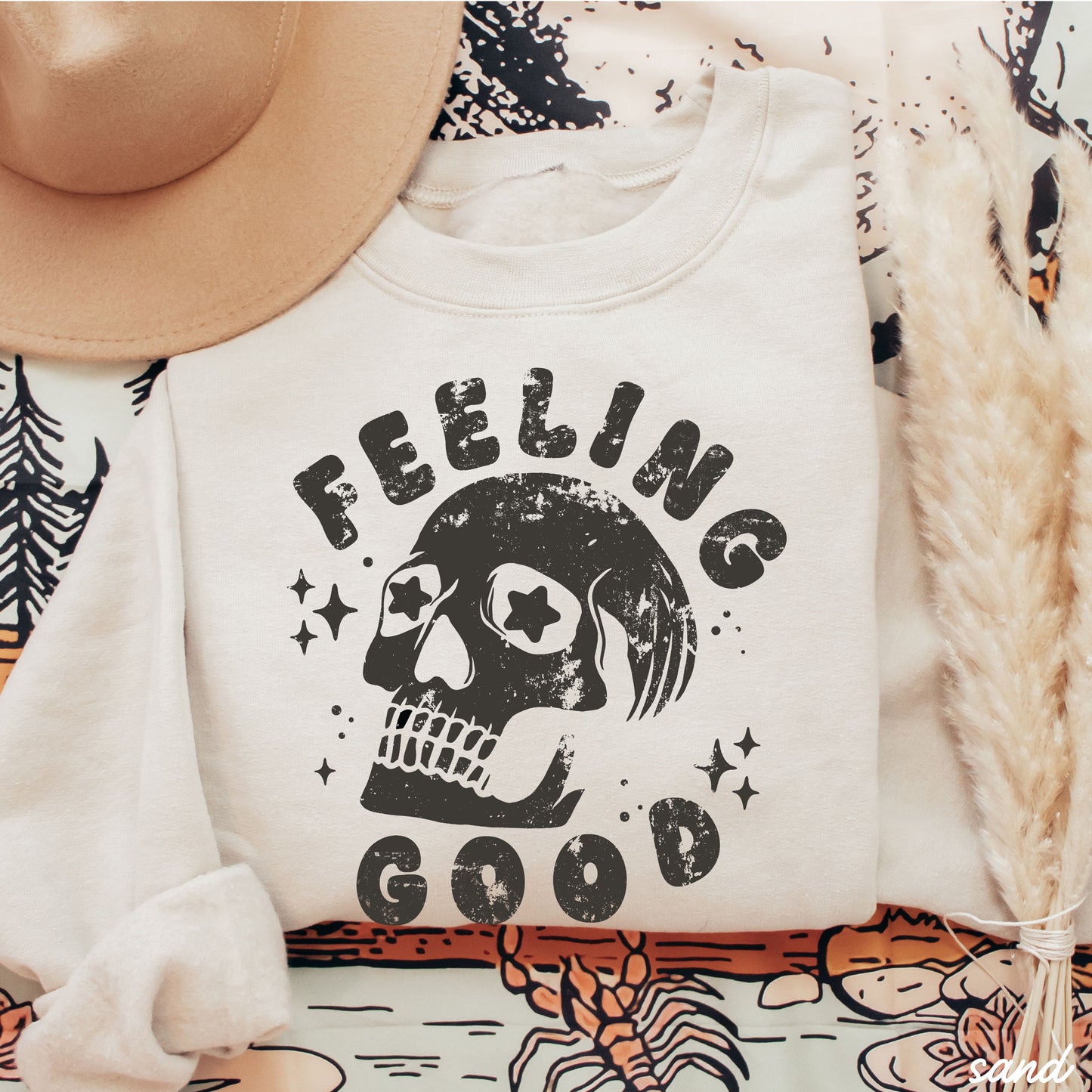 Feeling Good Skull Sweatshirt *7 Colors (S-3X)