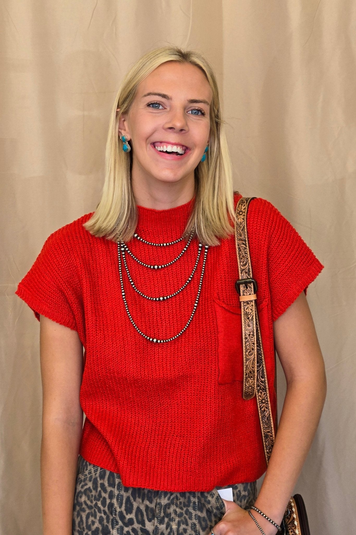 Sweet Generis "Devils Tower" Western Ribbed Sweater Top — Funnel Neck with Front Pouch Pocket (4 Colors)
