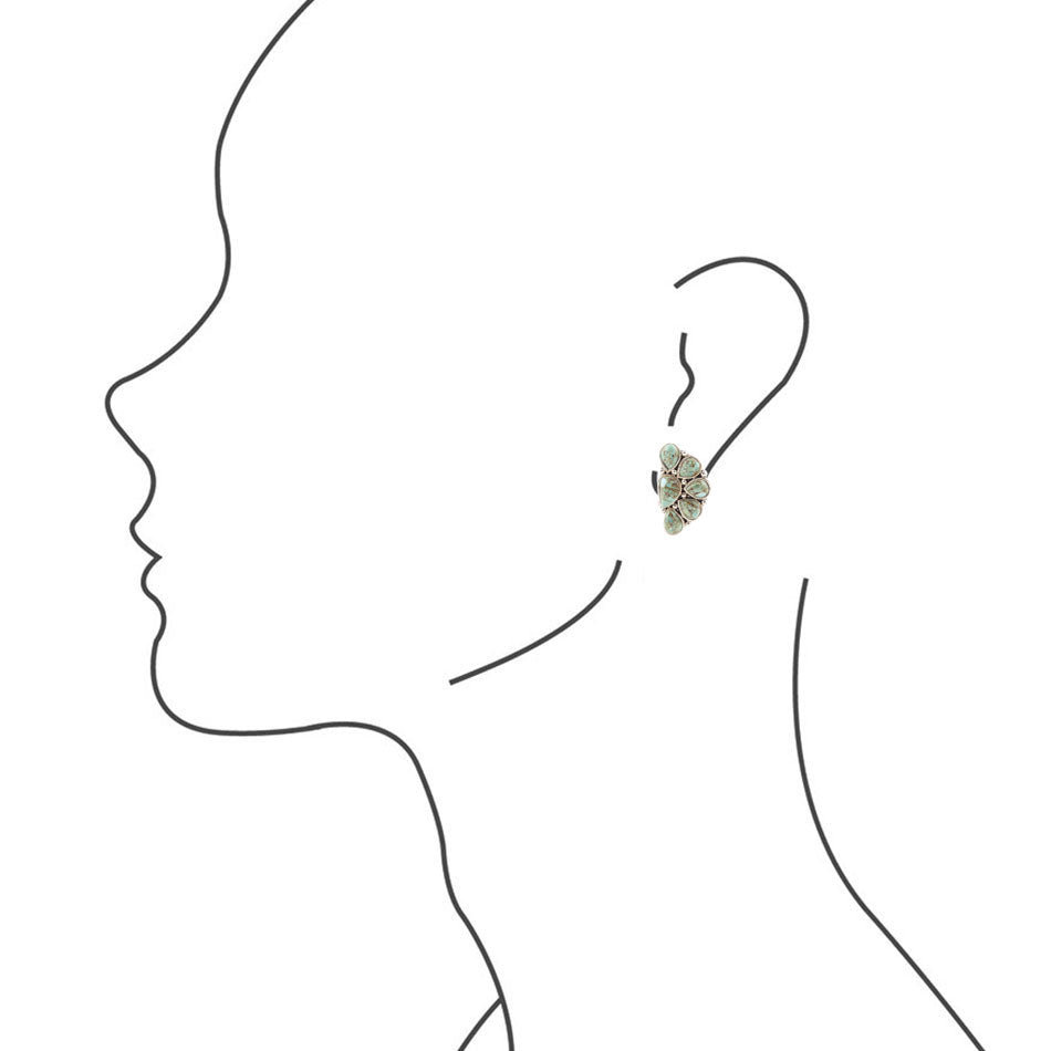 Durango Blue Turquoise Sterling Silver Clip Earrings