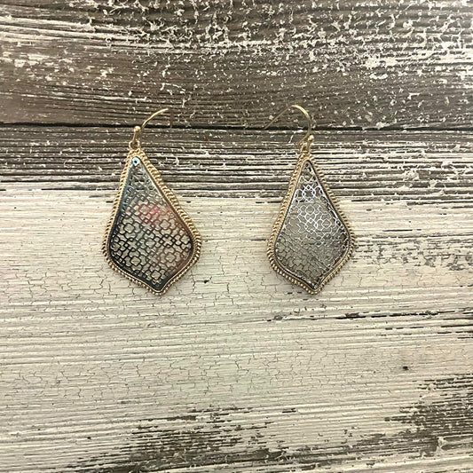 Fancy Gold and Silver Dangle Earrings