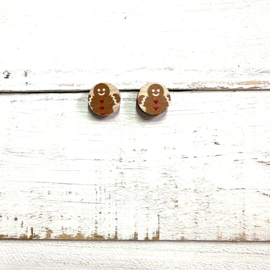Festive Gingerbread Christmas Stud Earrings