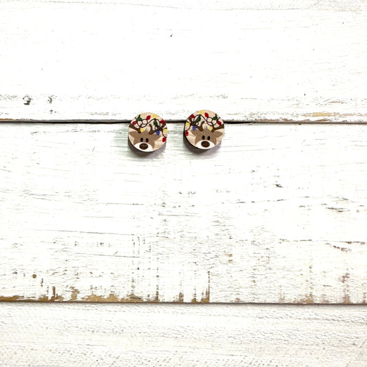 Festive Reindeer Christmas Stud Earrings