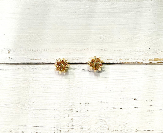 Golden Christmas Bow Stud Earrings