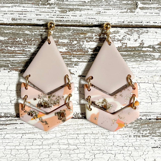 Layered Light Pink Clay Earrings