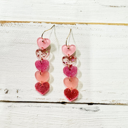 Pinky Heart Dangle Earrings