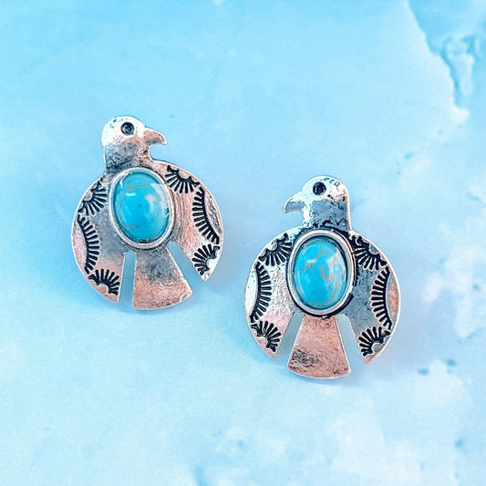 Turquoise Bird Earrings
