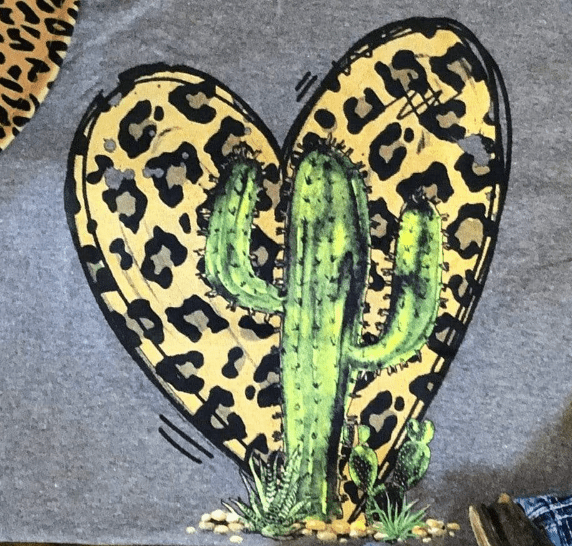 Leopard Heart Cactus Graphic Tee