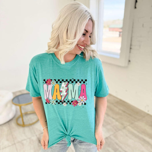 Flower Power Checker Mama Graphic Tee