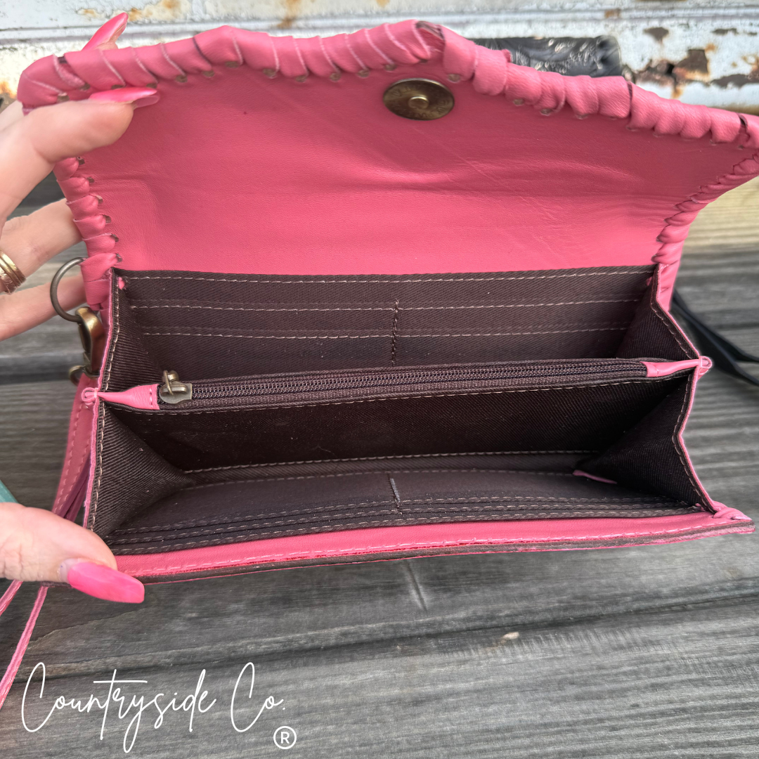 Piper Tooled Leather Wallet Wristlet