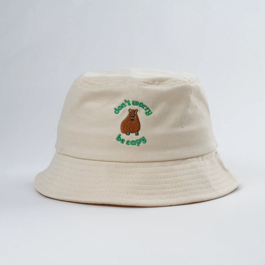 Family Matching 'Don't Worry, Be Capy' Embroidered Bucket Hat