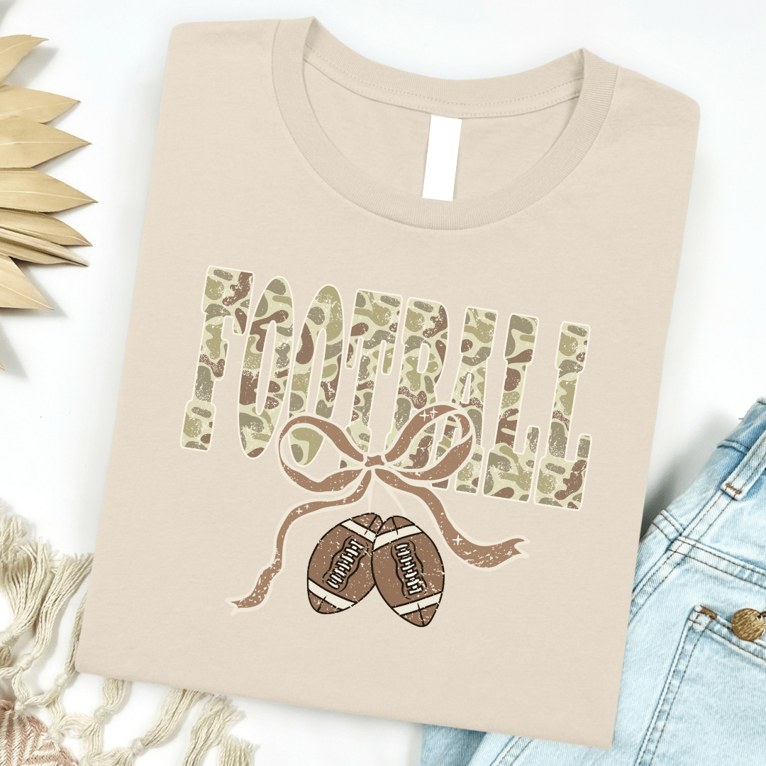 Camo Football Ribbon Graphic Tee