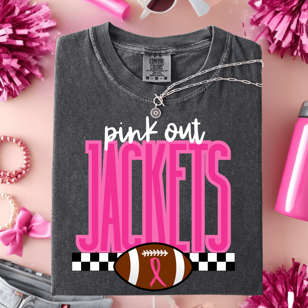 Custom Pink Out Checked Football Graphic Tee