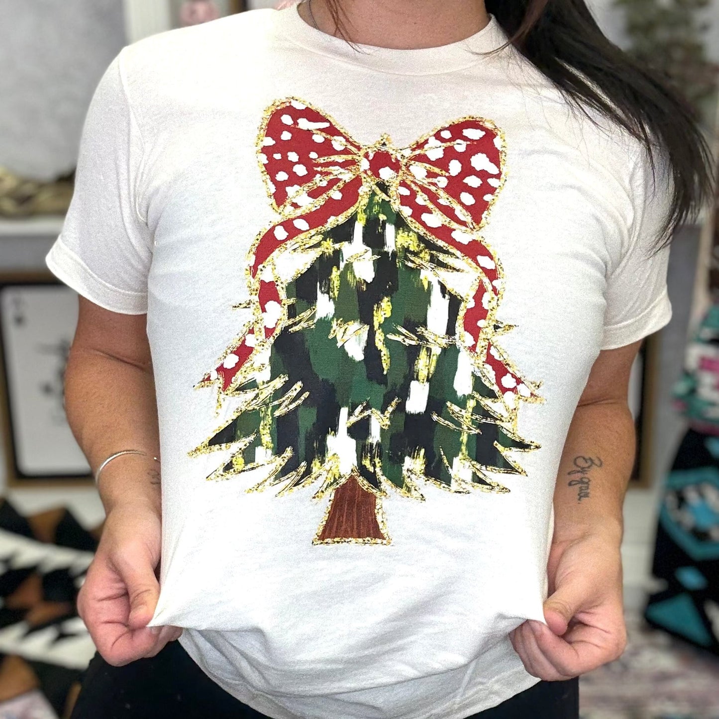 Paint Stroke Christmas Tree Graphic Tee