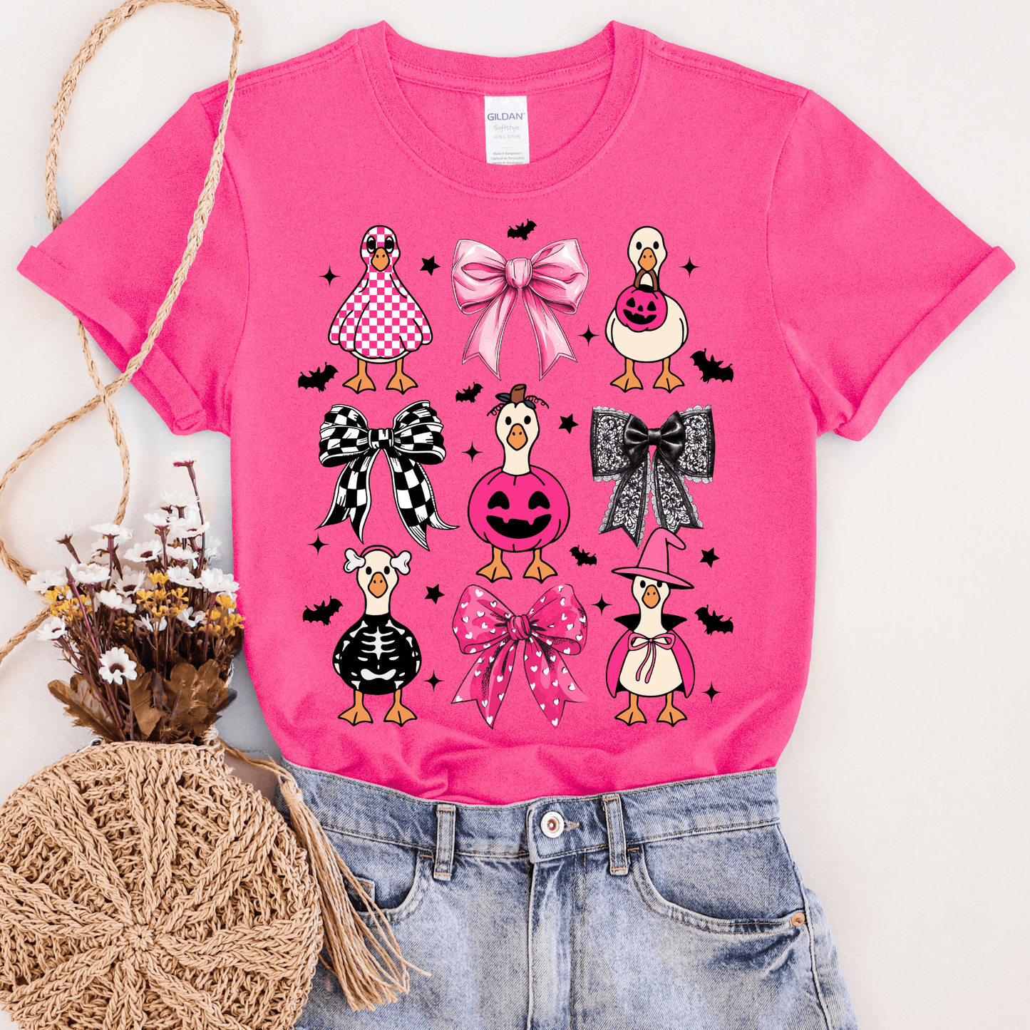Pink Halloween Geese Graphic Tee