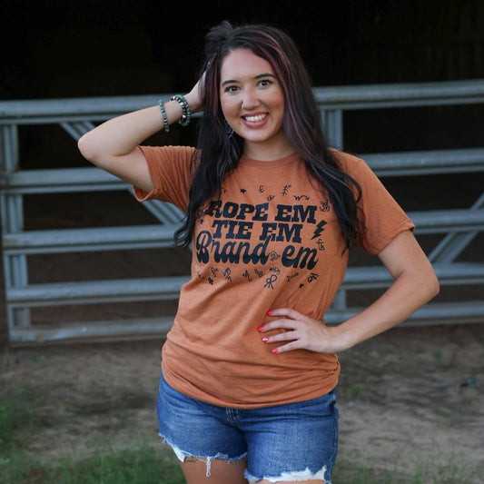 Rope 'Em Tie 'Em Brand 'Em Soft Graphic Tee