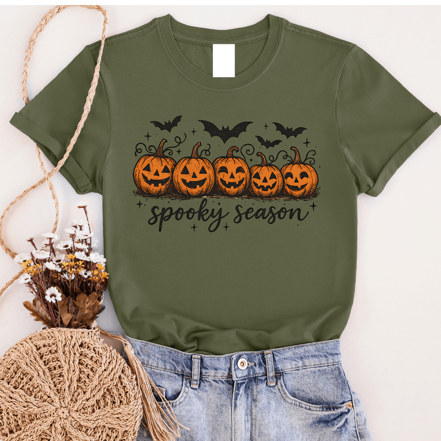 Spooky Season Jack & Bats Graphic Tee