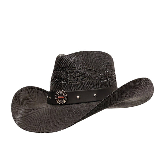 FIRE FIGHTER HEROES BLACK SHANTUNG STRAW