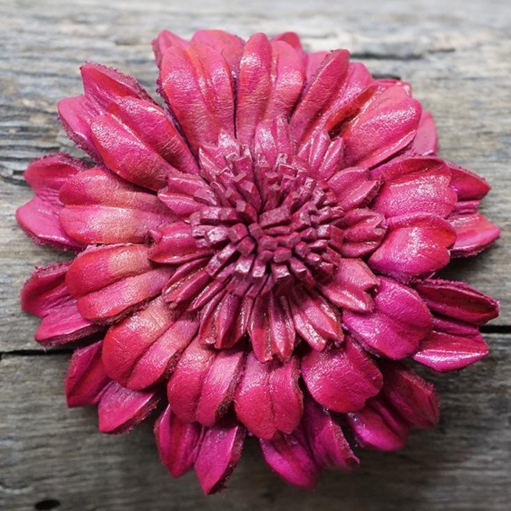 Hot Pink Daisy Leather Flower