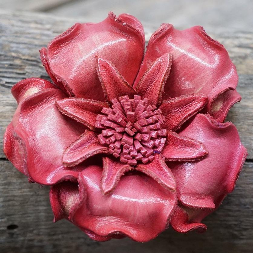 Pink Gardenia Leather Flower