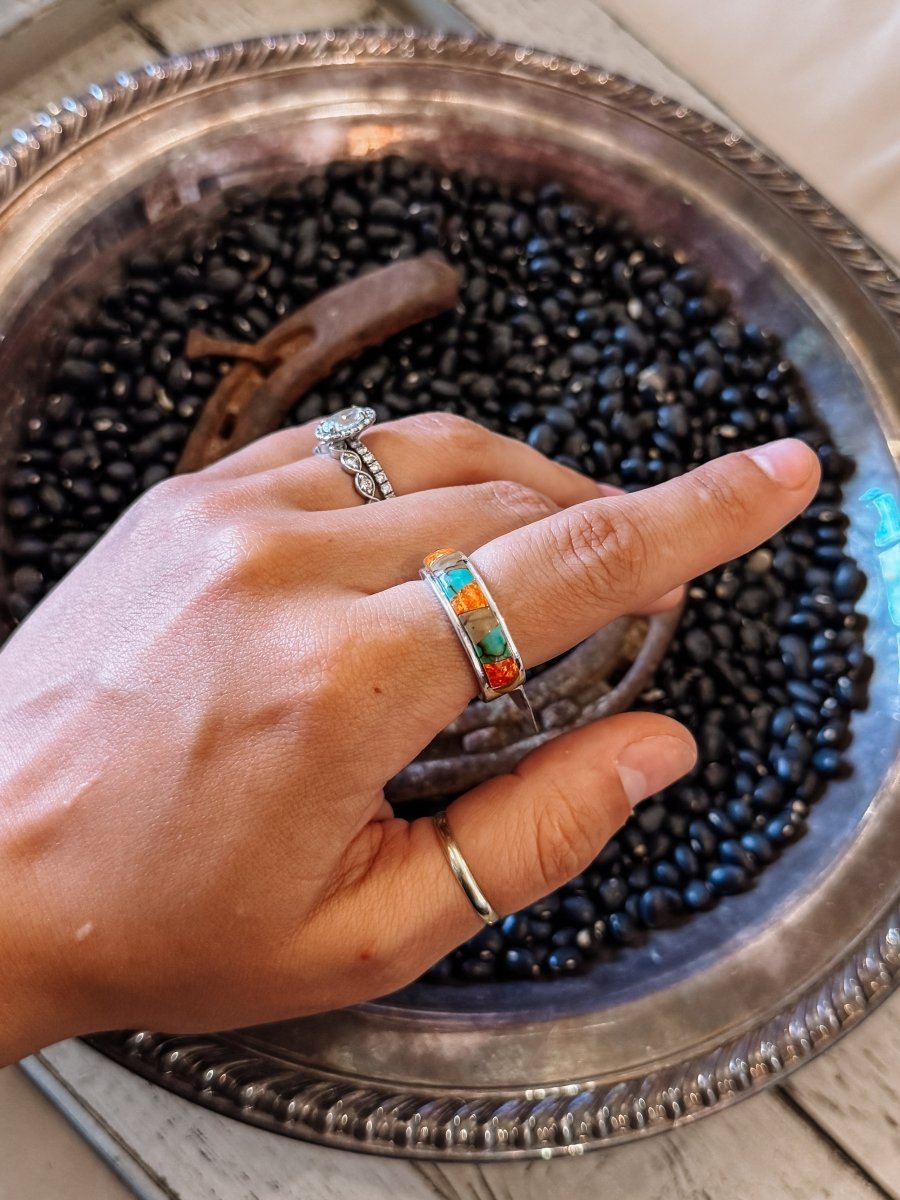 Folksy Multi-Stone Inlay Ring