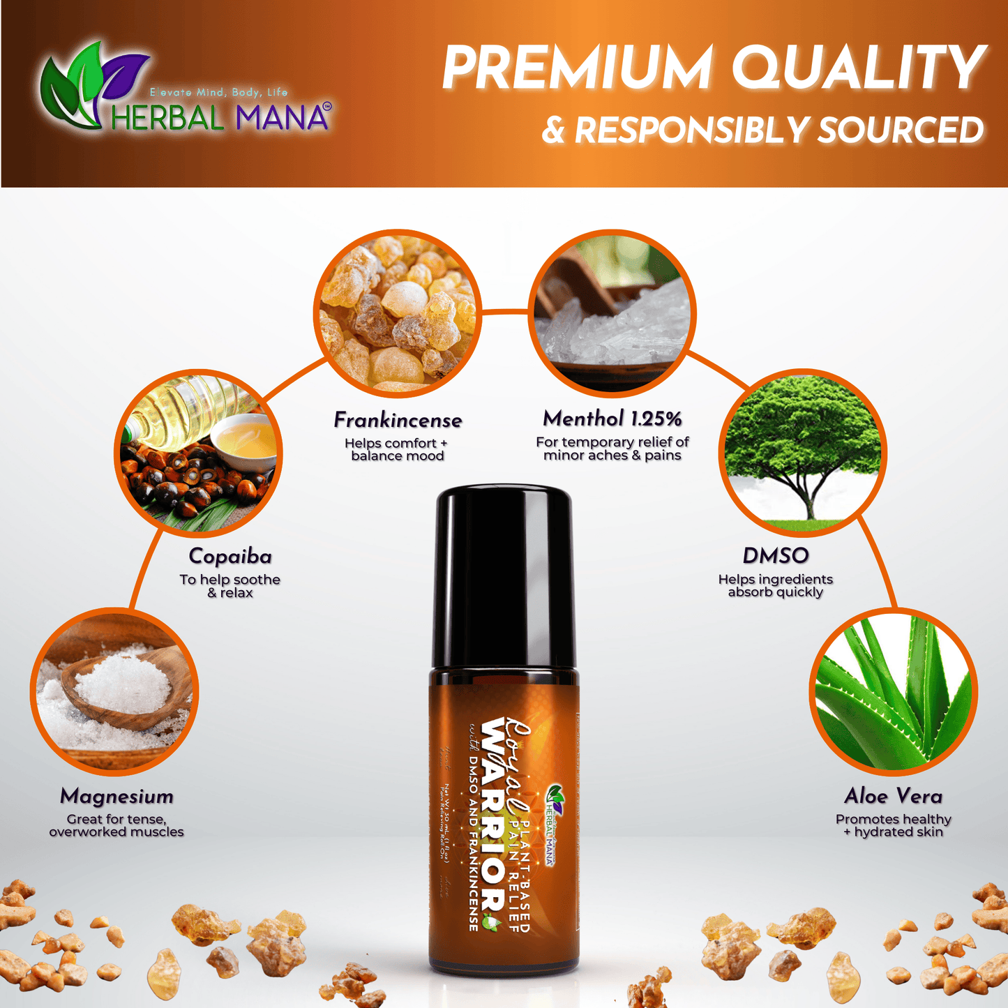 Cooling Frankincense DMSO Roll-On for Joint Pain Relief | Royal Warrior