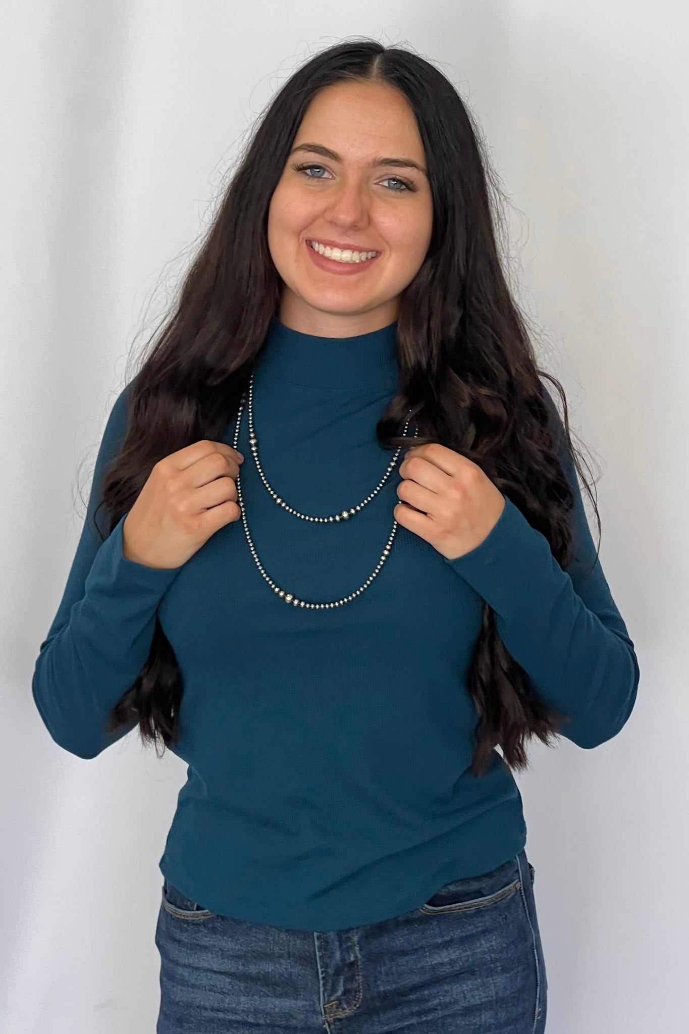 Graduated Sterling Pearl Necklace — 28 inch (Made in USA, 4-5-6-8mm)