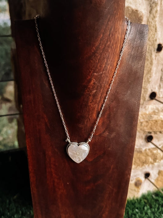 Gruver Mother of Pearl Heart Necklace