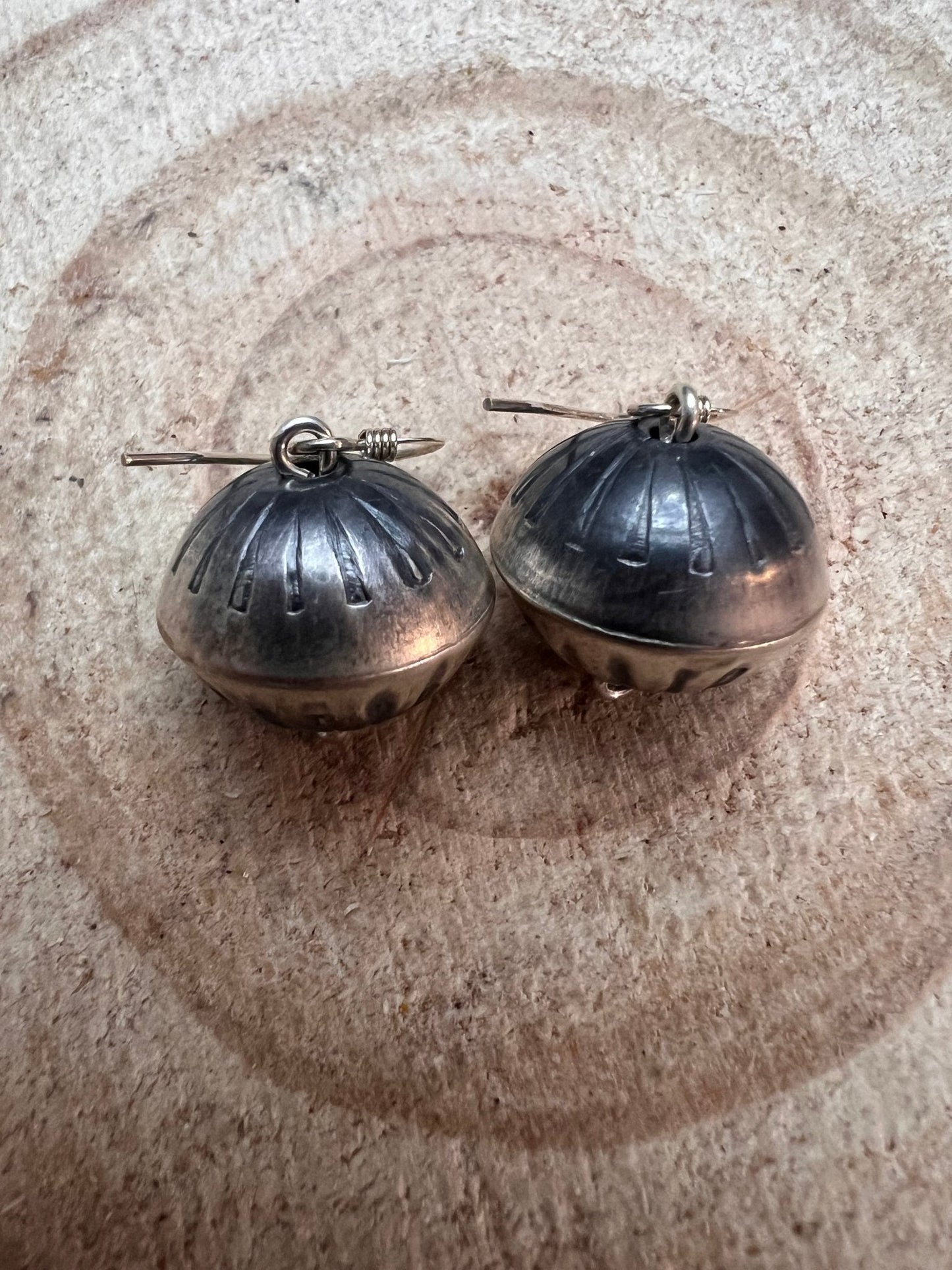 Preston Haley Hand-Stamped Navajo Pearl Sterling Silver Earrings