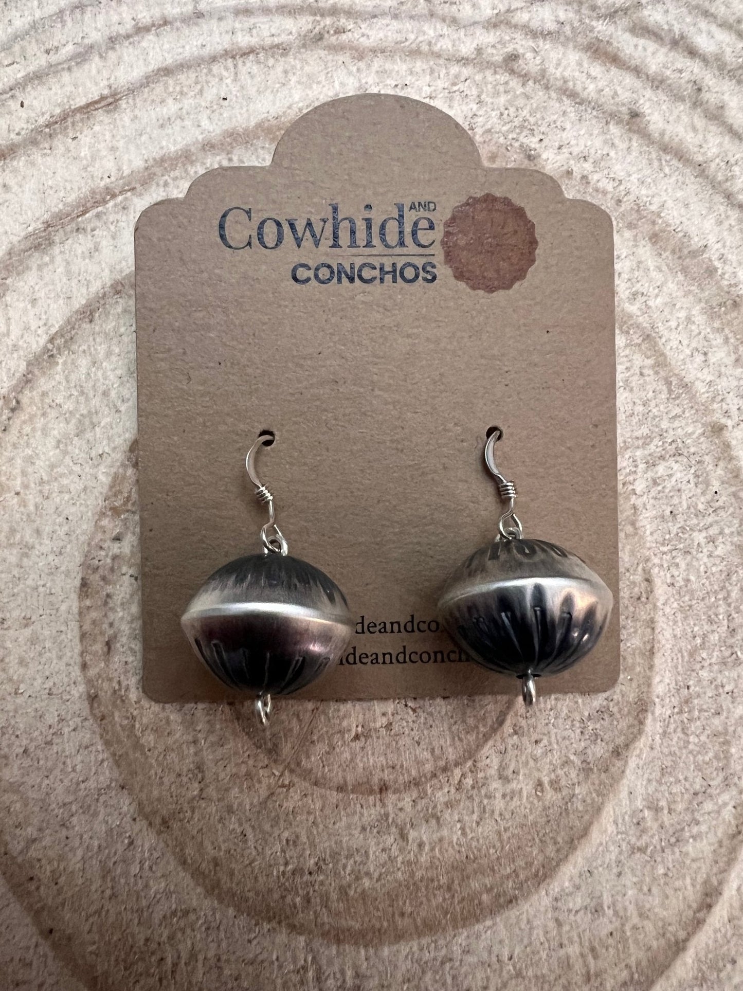 Preston Haley Hand-Stamped Navajo Pearl Sterling Silver Earrings