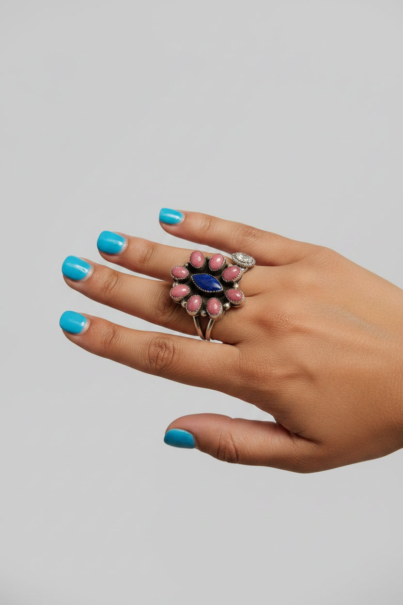 Hemphill Rhodonite + Lapis Cluster Ring