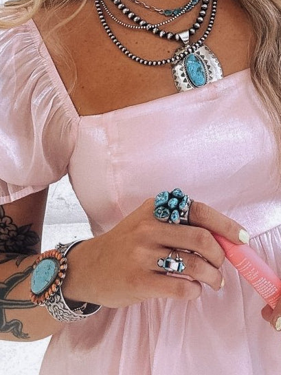 Drifter Adjustable Turquoise Cluster Ring