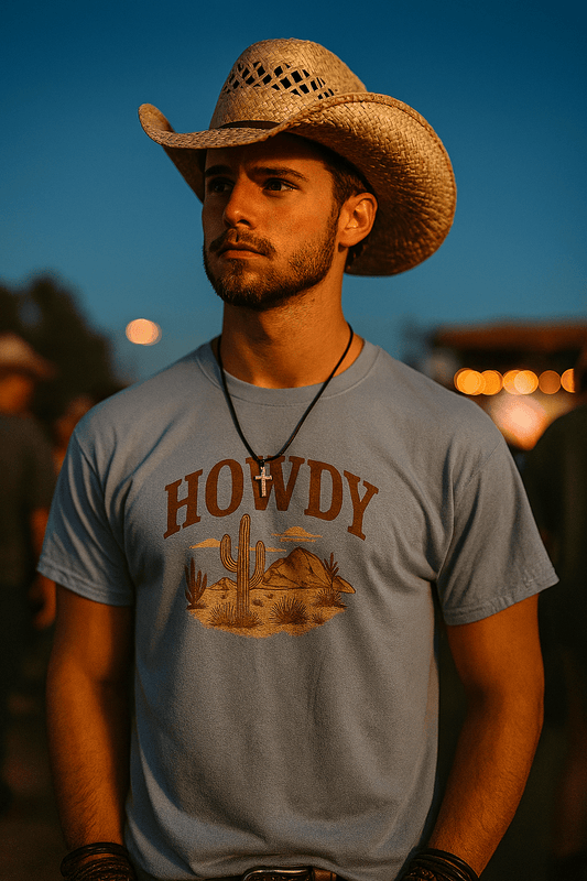 HOWDY Desert Scene Graphic Tee – Western Vintage Style