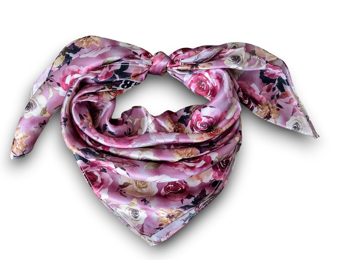 Wild Rag 100% SILK Lilac Purple Gold Floral Cowboy Western Neck Scarf Bandanna by Double B Wild Rags