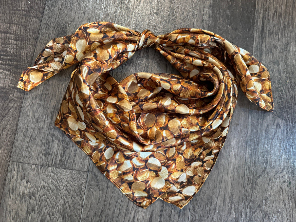 Silk Wild Rag Golden Gold Nugget print by Double B Wild Rags