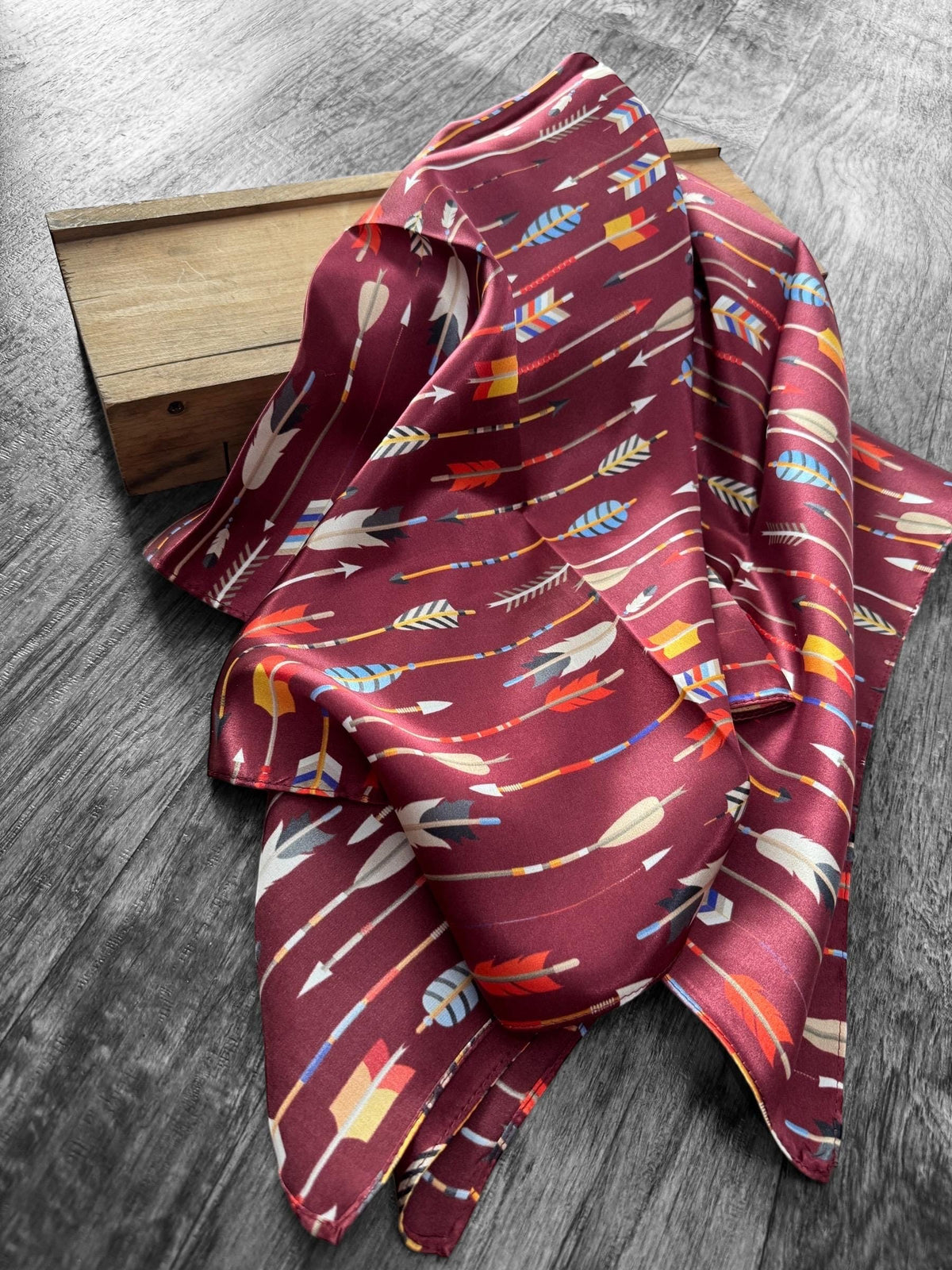 100% Silk Wild Rag Maroon Arrows by Double B Wild Rags