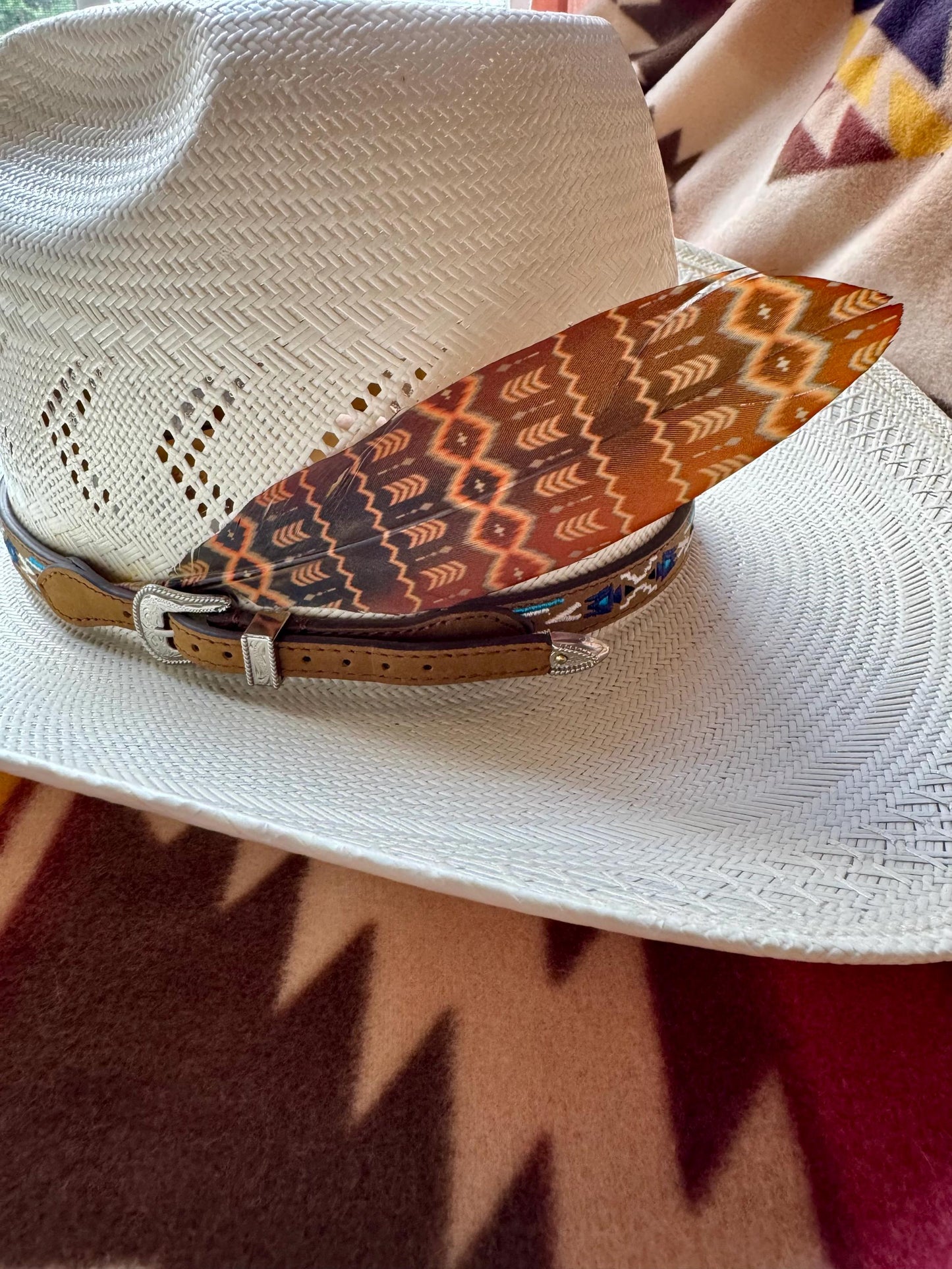 Faded Southwestern Western Hat Feather