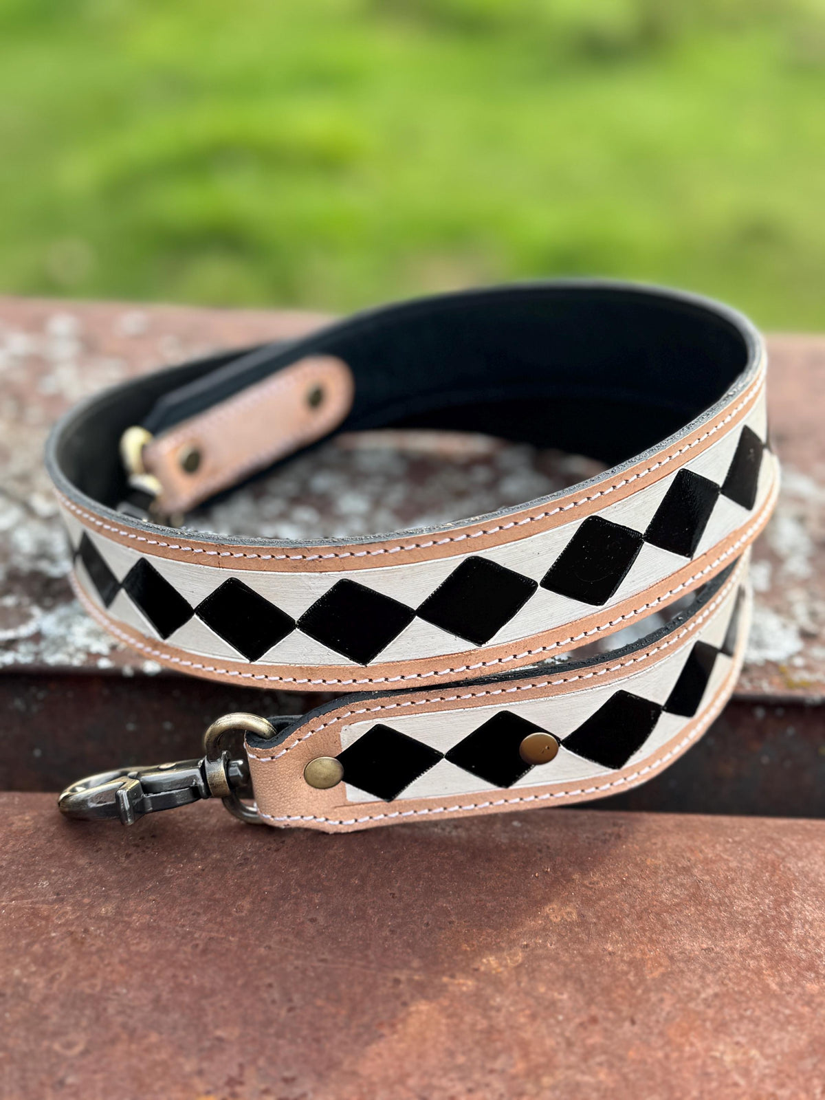 Checkered Black and White Genuine Leather Western Purse, Wallet, OR Clutch by Double B Wild Rags