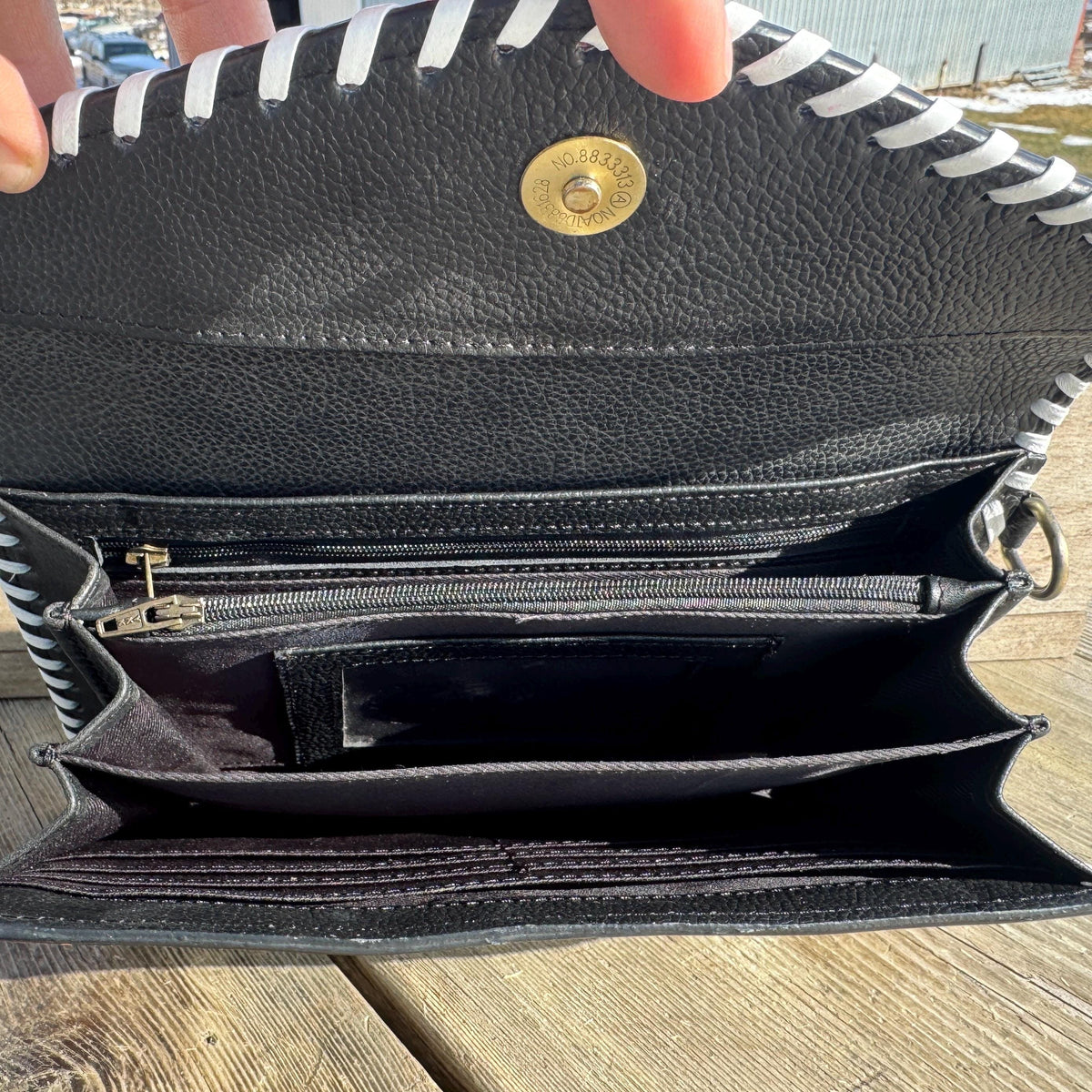 Checkered Black and White Genuine Leather Western Purse, Wallet, OR Clutch by Double B Wild Rags