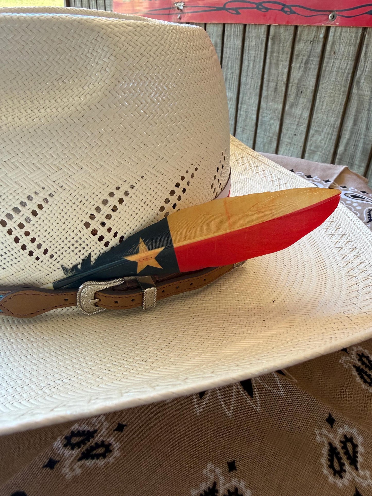 Texas Flag Western Hat Feather