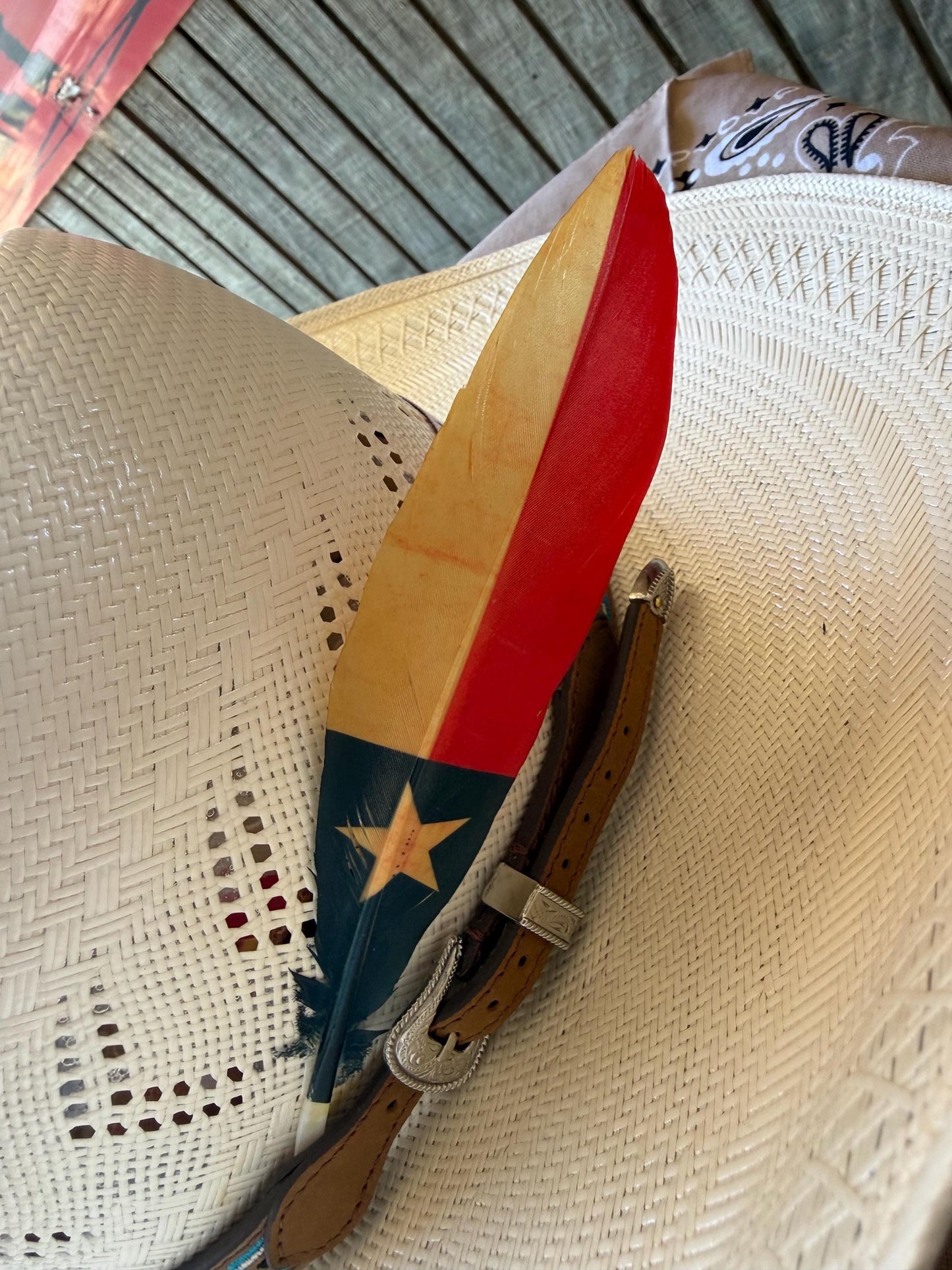 Texas Flag Western Hat Feather
