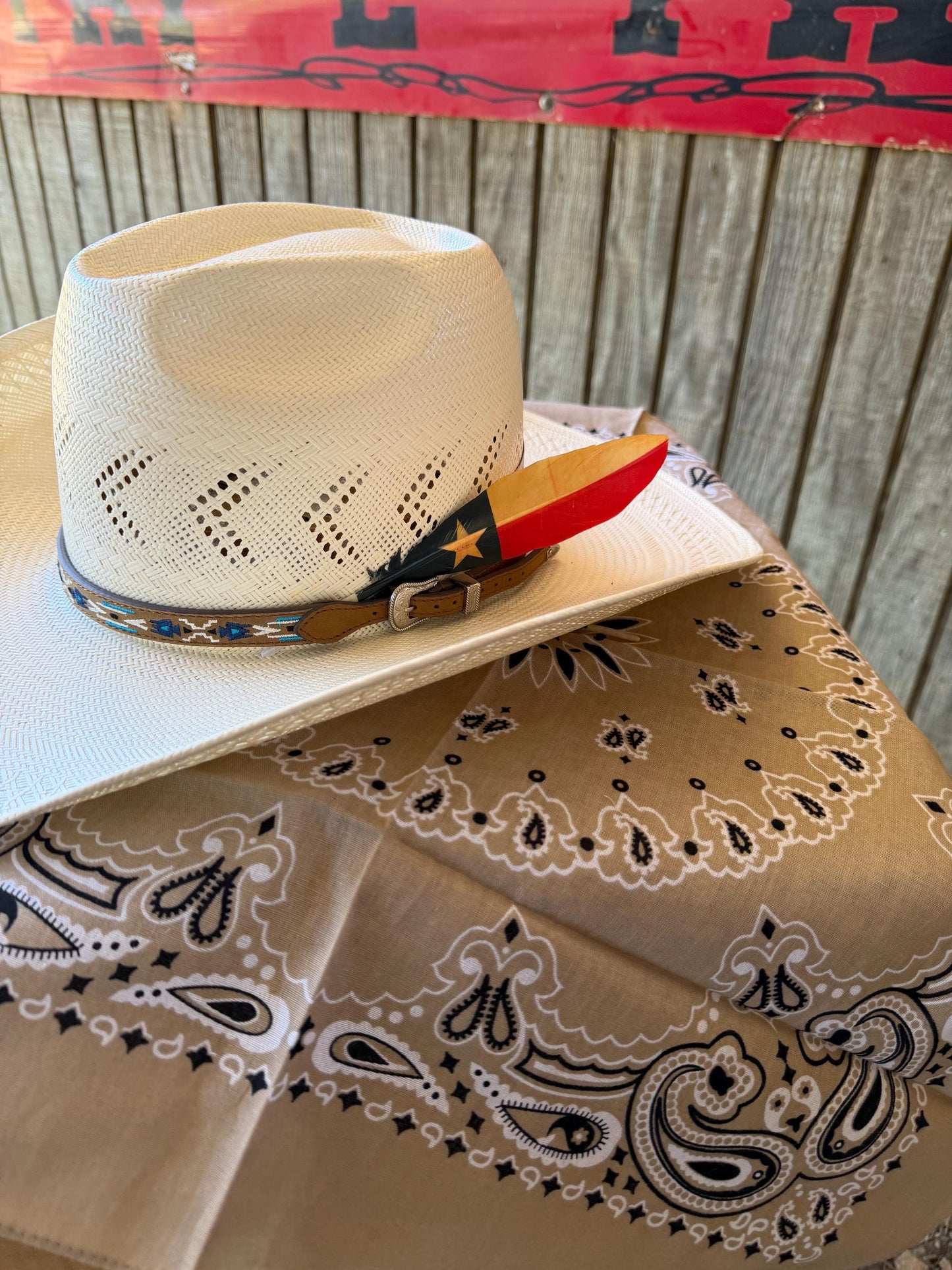 Texas Flag Western Hat Feather
