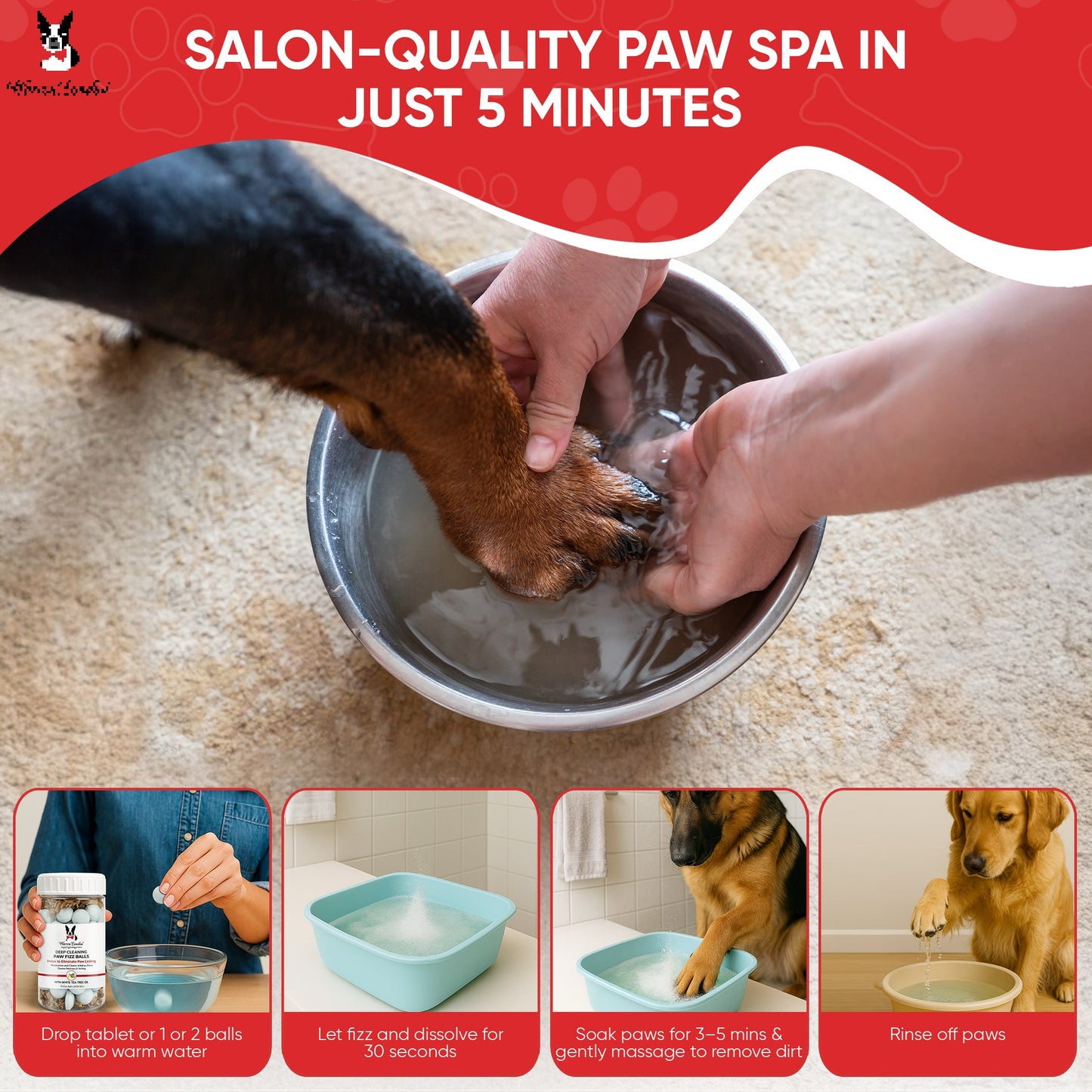 Deep Cleaning Paw Fizz Tablets - Soothes Itchy, Irritated Paws