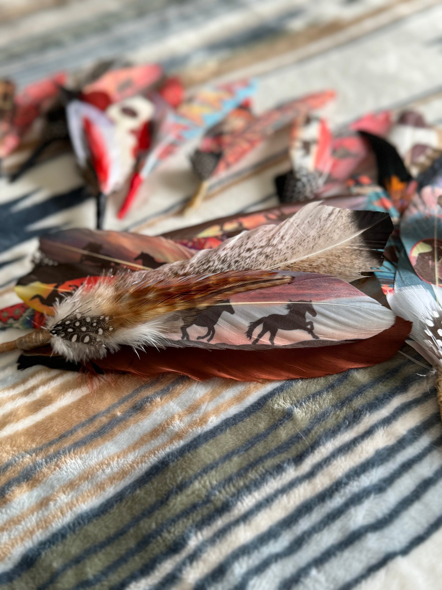 Purple Wild Sunset Horses Hat feather