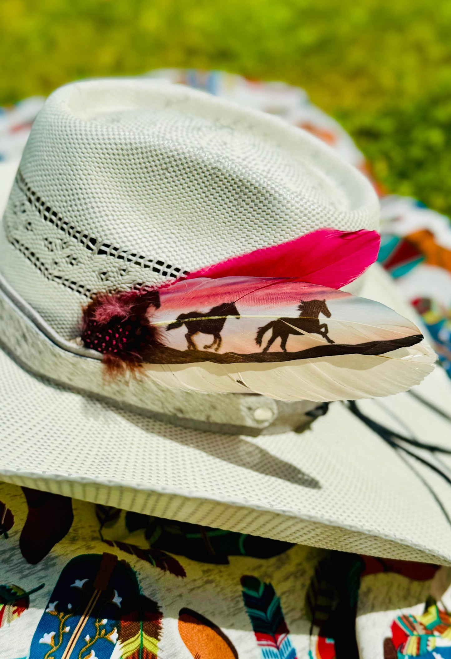 Purple Wild Sunset Horses Hat feather